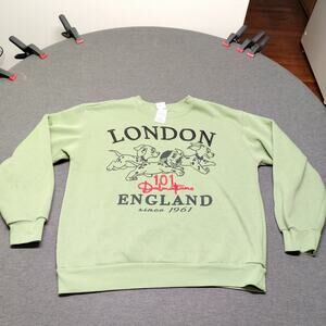 Disney 101 Dalmatians London Sweatshirt Women's XL Sage Green Long Sleeve